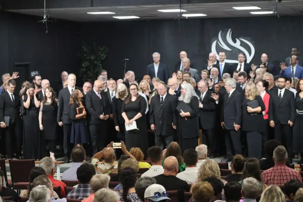 Choir singing on stage